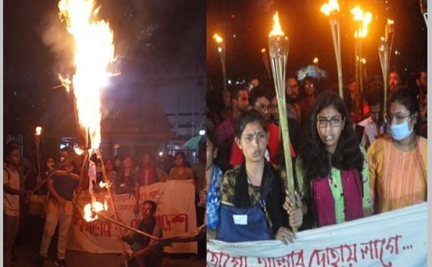 নারীকে বিবস্ত্র করে নির্যাতন: প্রতিবাদী মিছিলে হামলা